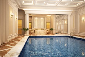 Classic swimming pool of luxury hotel