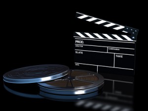 Filmklappe und Filmrolle